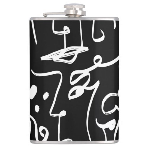 Abstract Faces Masks Geometric Pattern Flask