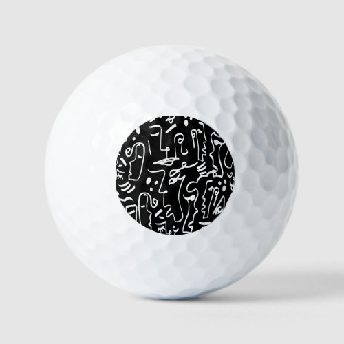 Abstract Faces Masks Geometric Pattern Golf Balls