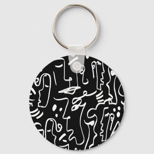 Abstract Faces Masks Geometric Pattern Keychain