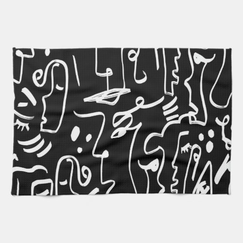 Abstract Faces Masks Geometric Pattern Kitchen Towel