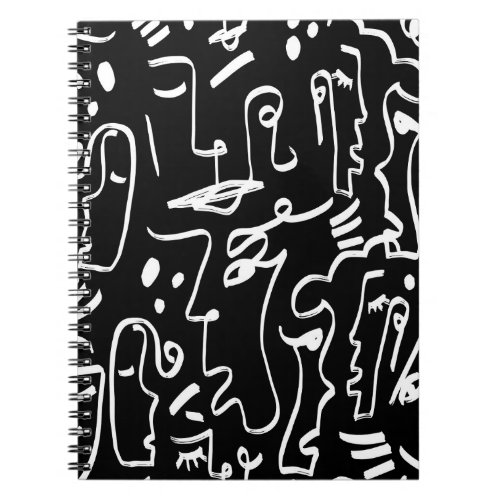 Abstract Faces Masks Geometric Pattern Notebook