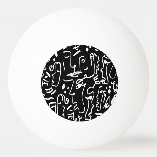 Abstract Faces Masks Geometric Pattern Ping Pong Ball