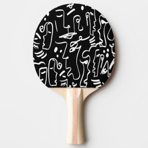 Abstract Faces Masks Geometric Pattern Ping Pong Paddle
