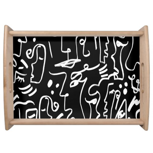 Abstract Faces Masks Geometric Pattern Serving Tray