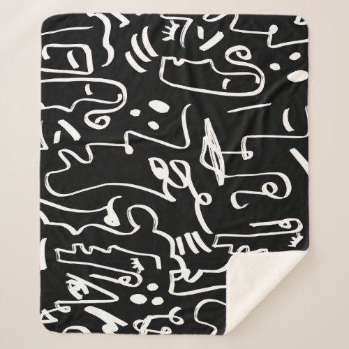 Abstract Faces Masks Geometric Pattern Sherpa Blanket