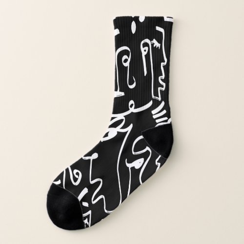 Abstract Faces Masks Geometric Pattern Socks