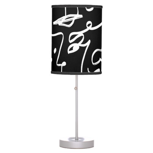 Abstract Faces Masks Geometric Pattern Table Lamp