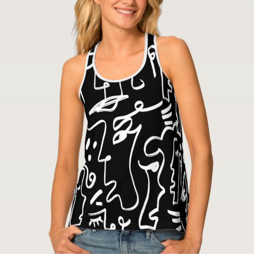 Abstract Faces Masks Geometric Pattern Tank Top
