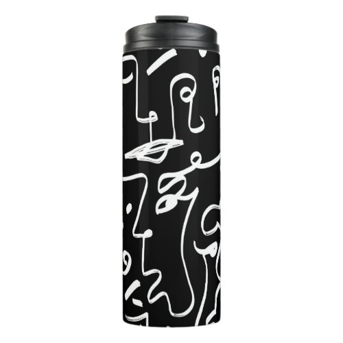 Abstract Faces Masks Geometric Pattern Thermal Tumbler