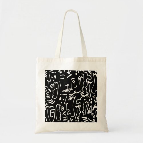 Abstract Faces Masks Geometric Pattern Tote Bag