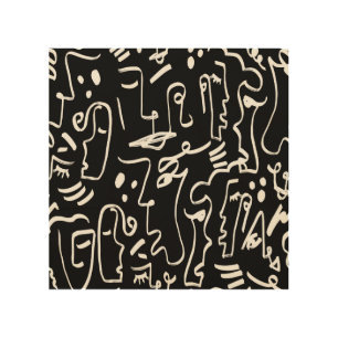 Abstract Faces Masks: Geometric Pattern Wood Wall Art