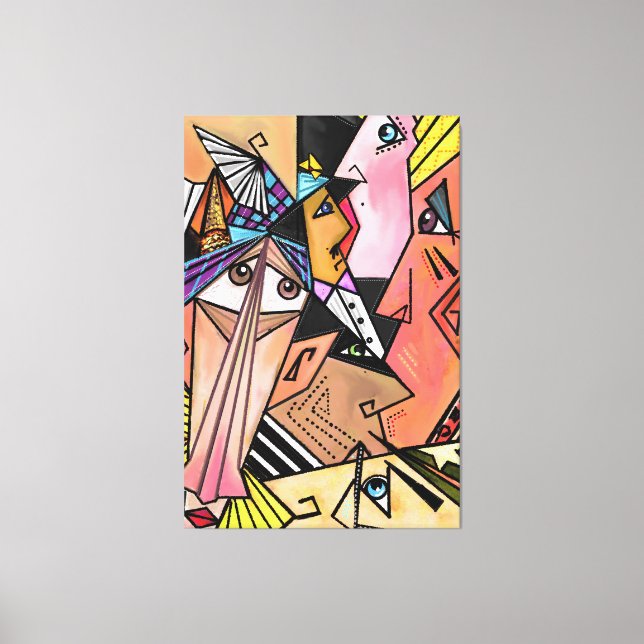 Abstract Faces Mood Canvas Print Cubism Portrait (Front)
