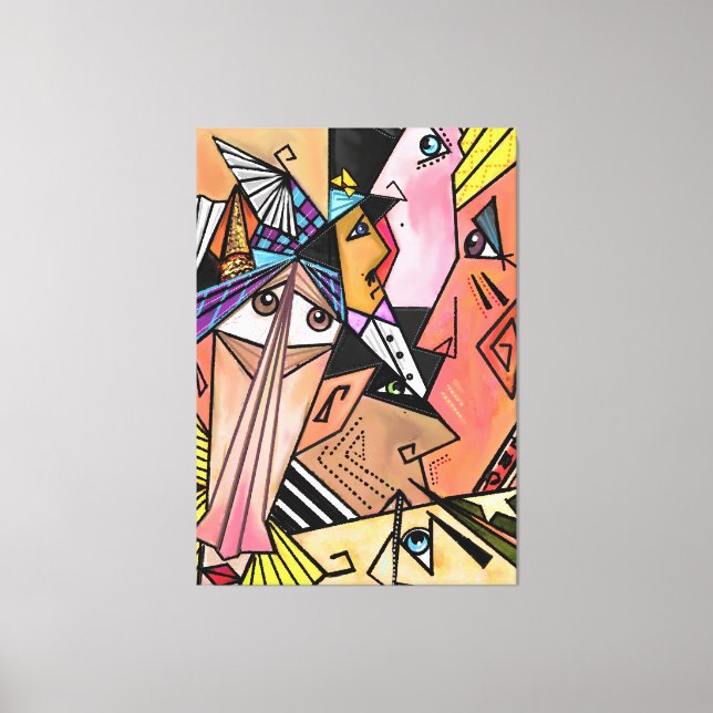 Abstract Faces - Moods - Cubism Portrait Painting  Canvas Print (Front)