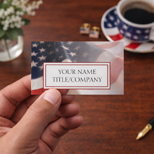 Abstract Faded American Flag Company Name  Business Card