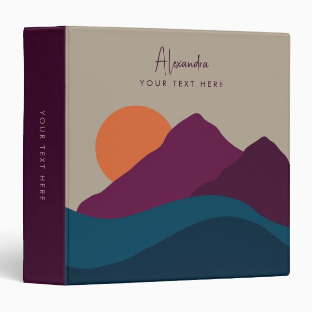 Abstract Fall Autumn Mountain Landscape Sunset  3 Ring Binder (Front/Spine)