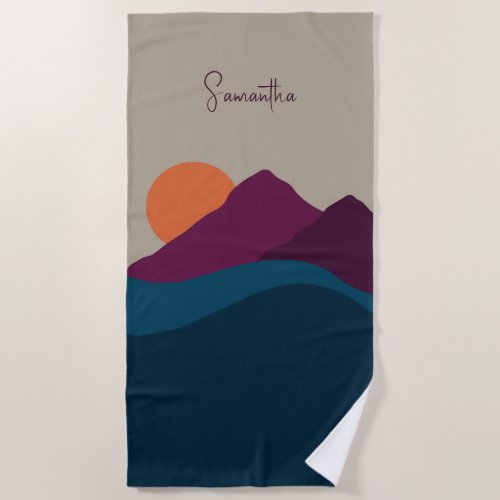 Abstract Fall Autumn Mountain Landscape Sunset  Beach Towel