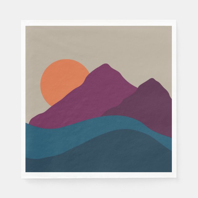 Abstract Fall Autumn Mountain Landscape Sunset   Napkins (Front)