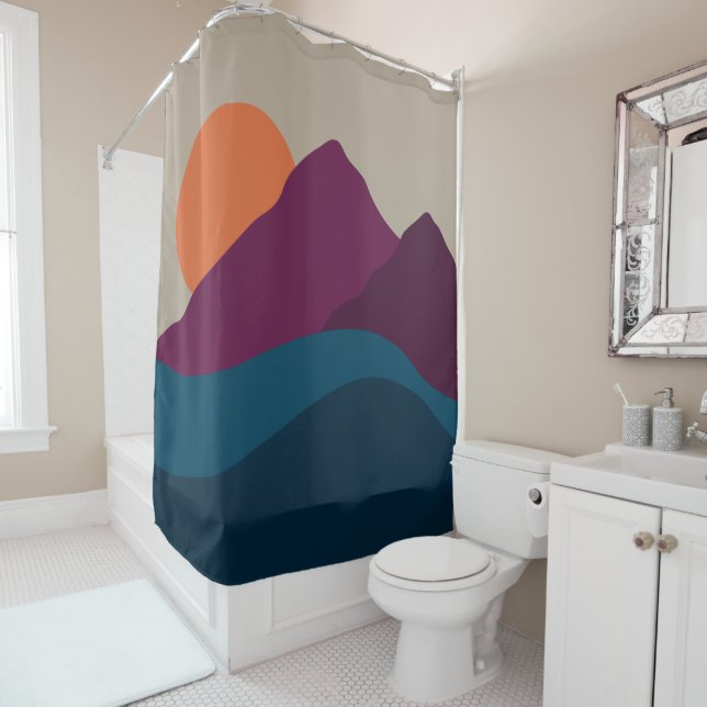 Abstract Fall Autumn Mountain Landscape Sunset  Shower Curtain (In Situ)