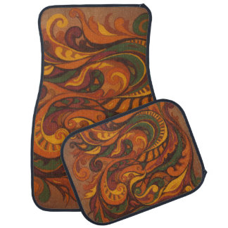 ABSTRACT FALL COLOR DESIGN CAR FLOOR MAT