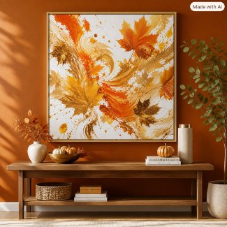 Abstract Falling Leaves Modern Autumn