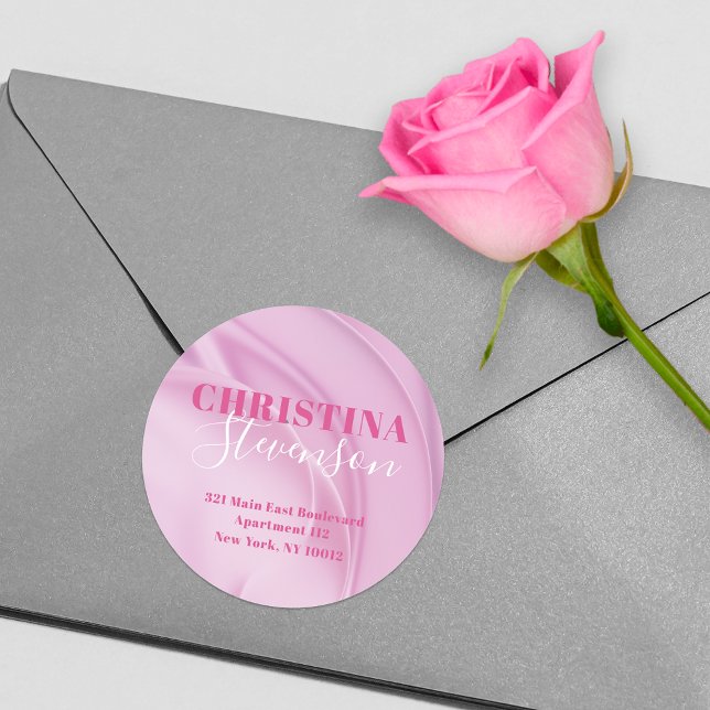 Abstract Fancy Pink Round Return Address Label (Creator Uploaded)