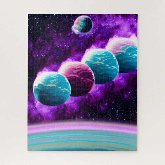 Abstract Fantastic Purple and Aqua Universe  Jigsaw Puzzle (Vertical)