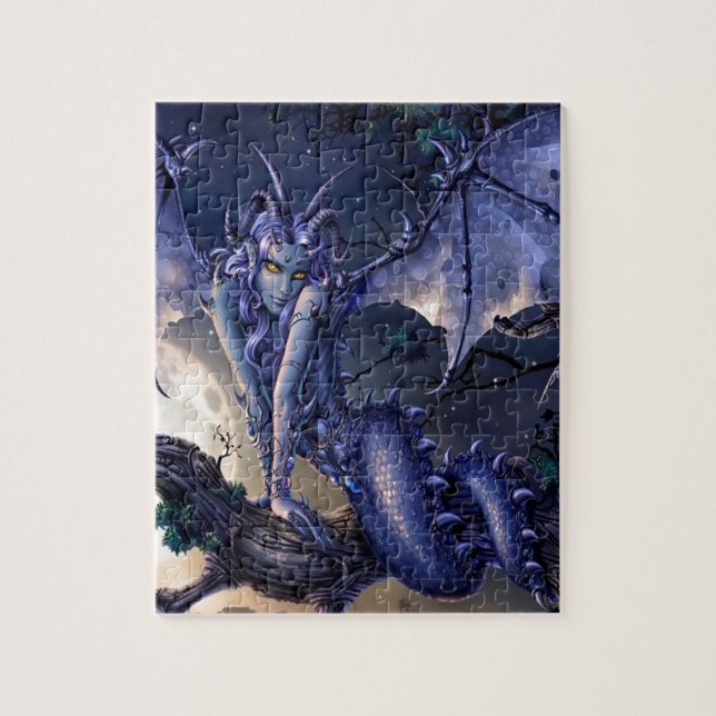 Abstract Fantasy Dragon Girl Flirt Jigsaw Puzzle (Vertical)