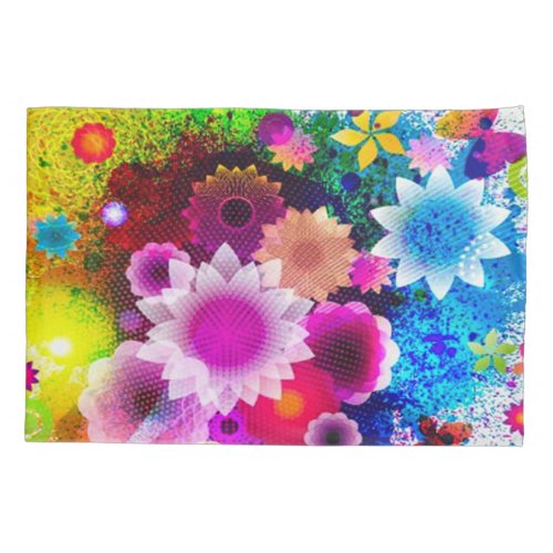 Abstract Fantasy Flower Collage Pillowcase