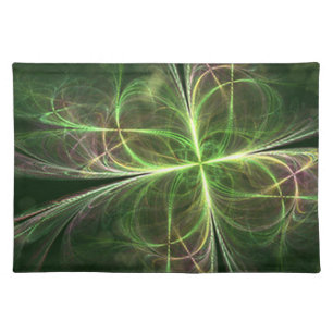 Abstract Fantasy Four Leaves Green Clover Cloth Placemat