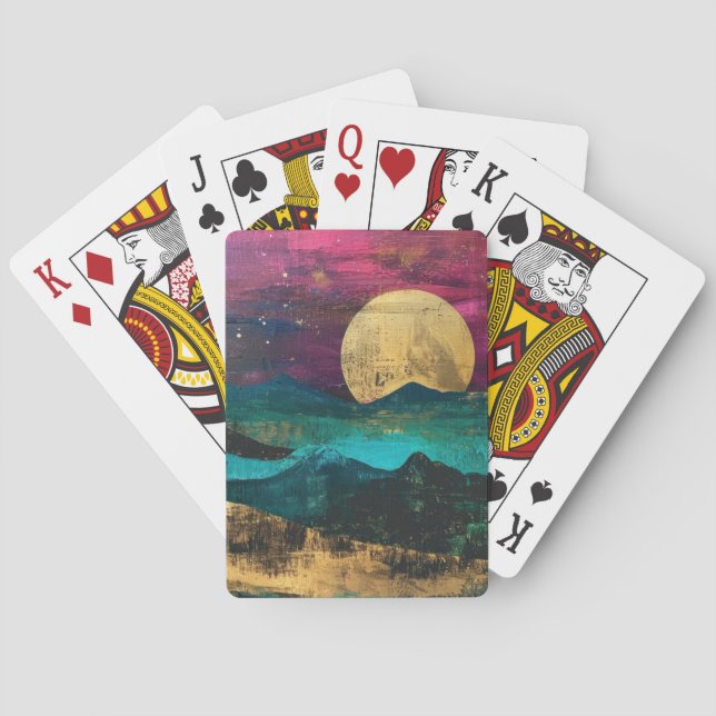 Abstract Fantasy Moonscape Surreal Print Poker Cards (Back)