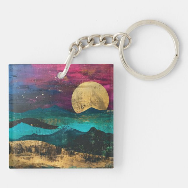 Abstract Fantasy Moonscape Two-sided Acrylic Keychain (Back)