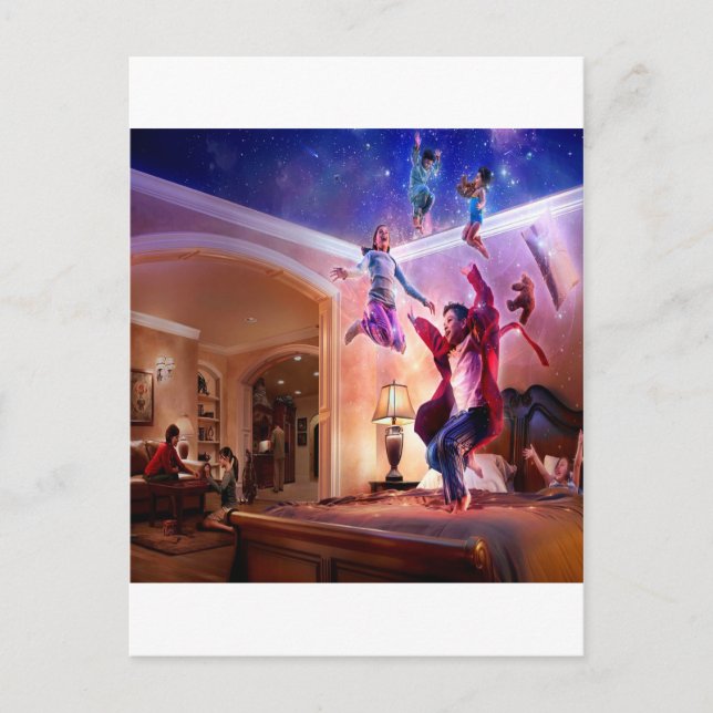 Abstract Fantasy Peter Pan Celebration Invitation Postcard (Front)