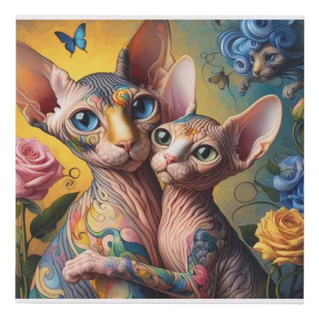 Abstract Fantasy Sphynx Cat Faux Canvas Print (Front)