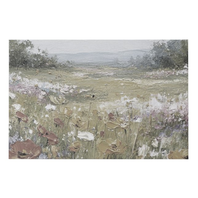 Abstract Farmhouse Landscape Neutral Art Faux Canvas Print (Front)