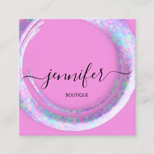 Abstract Fashion Pink Floral Boutique Shop Square Business Card