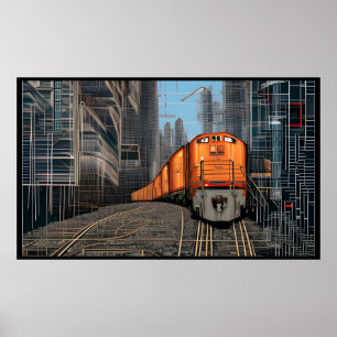 Abstract Fast Train Poster