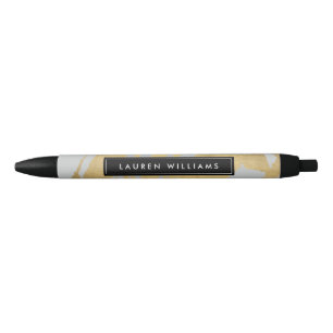 Abstract Faux Gold Brushstrokes on Gray II Pen