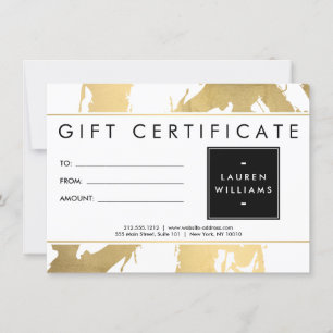 Abstract Faux Gold Brushstrokes on White Gift Card
