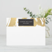 Abstract Faux Gold Brushstrokes on White II (Standing Front)