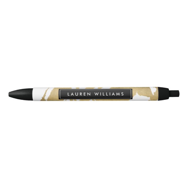 Abstract Faux Gold Brushstrokes on White II Pen (Front)
