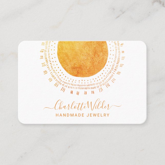 Abstract Faux Gold Circle Handmade Jewelry  Business Card (Front)