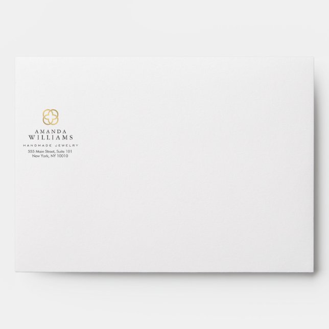 Abstract Faux Gold Clover Logo Jewelry Designer Envelope (Front)
