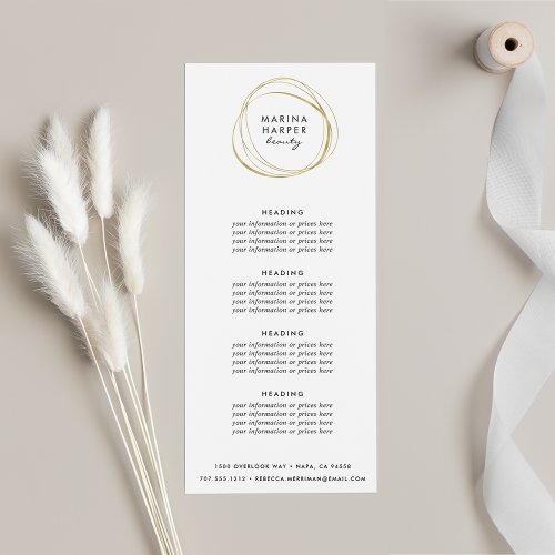 Abstract Faux Gold Logo  Pricing or Services Rack Card