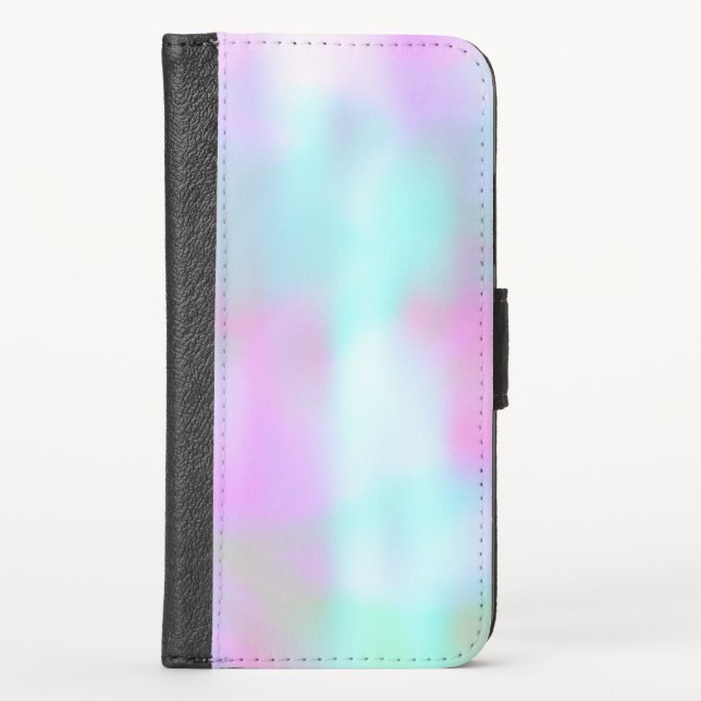 Abstract Faux Hologram Colorful Pink Blue iPhone Wallet Case (Front)