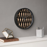 Abstract Faux Red Copper Metallic Stripes Pattern Clock<br><div class="desc">Beautiful decorative contemporary faux glossy and shiny red copper colored woven stripes texture pattern. Ornate, funky, modern and whimsical design for the artistic home interior decorator or artsy hip trendsetter, vintage retro art style or abstract geometric motif lover. Available on a variety of modern home décor accents and fashion inspired...</div>