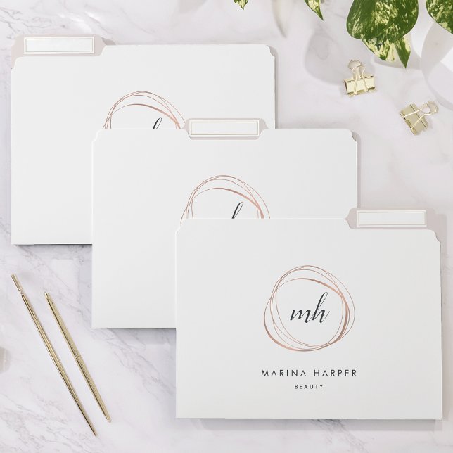 Abstract Faux Rose Gold Monogram Logo File Folder (Creator Uploaded)