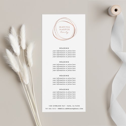 Abstract Faux Rose Gold  Pricing or Services Rack Card