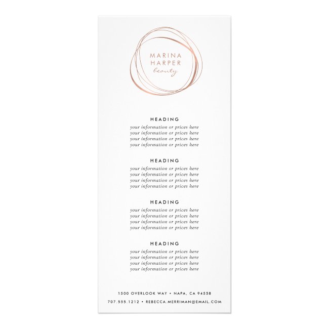 Abstract Faux Rose Gold | Pricing or Services Rack Card
