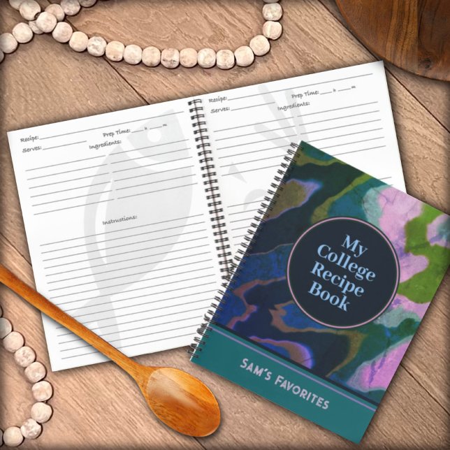  Abstract Favorite College Modern Green Recipe Notebook (Creator Uploaded)