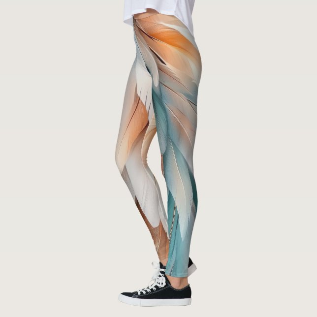 Abstract Feather Flow – Soft Elegance Leggings (Left)